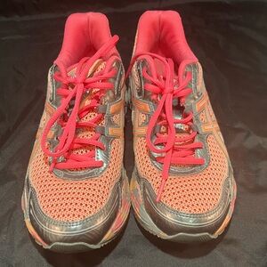 Women’s ASICS gel duomax orange, pink and silver running shoe